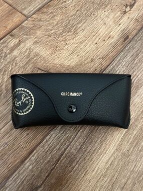 Ray-Ban Chromance Black Sunglasses Case with Gold Logo